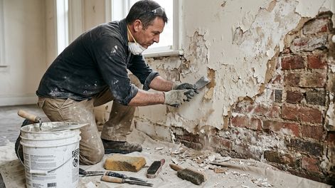 santiago, albanil: para recuperar una pared con humedad hay que picar hasta retirar todo el material deteriorado