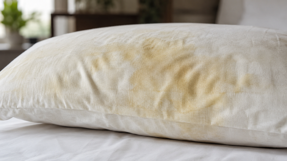 que significa que una almohada se ponga amarilla, aunque las fundas esten siempre limpias y se cambien