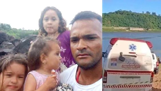 Rafael Ortiz, apodado Bebito, y sus tres hijas: Emma, de un año; Liz, de cinco años; y Fátima Ortiz Zorrilla, de siete años - Foto Prensa Mercosur