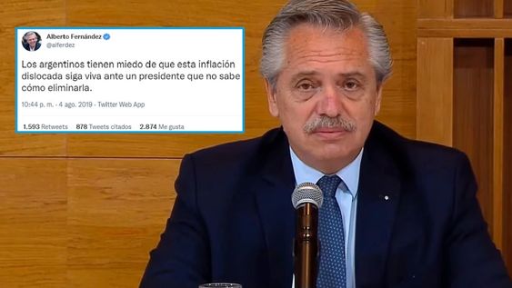 El día que Alberto Fernández se quejó de la inflación y dijo que los argentinos tienen miedo ante un presidente que no sabe cómo eliminarla (Twitter @alferdez)