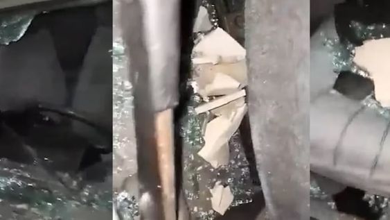Un automovilista que conducía un Renault 9 de color gris protagonizó un trágico hecho cuando le arrojaron adoquines desde un puente. Gentileza: Infobae.