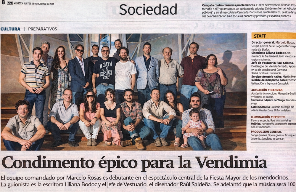 La Vendimia 2015 fue una apuesta fuerte: guion de Marcela Bodoc, la dirección de Marcelo Rosas y el vestuario a cargo de Raúl Saldeña.&nbsp;