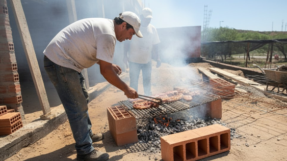 El truco de los albañiles para evitar que el viento apague el fuego del asado: funciona incluso con brasas débiles