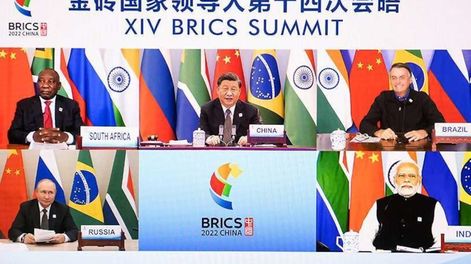 Captura de pantalla de la transmisión de la última cumbre del BRICS celebrada en China en 2022