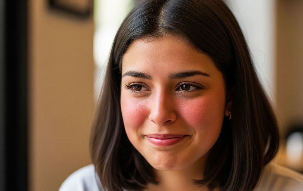 mujer ruborizada