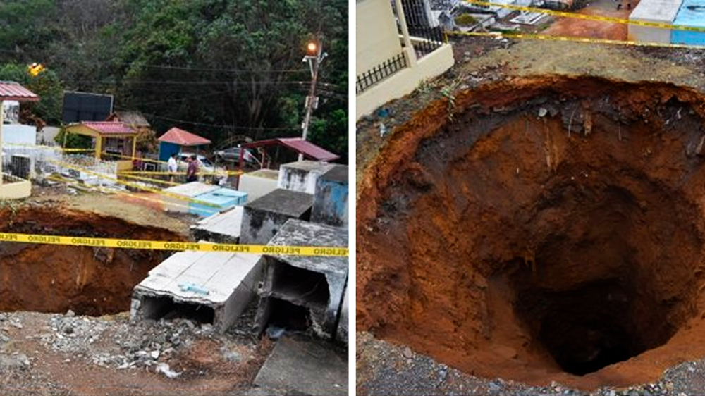 Cementerio de Ecuador fue cerrado por un socavón de 8 metros de diámetro.