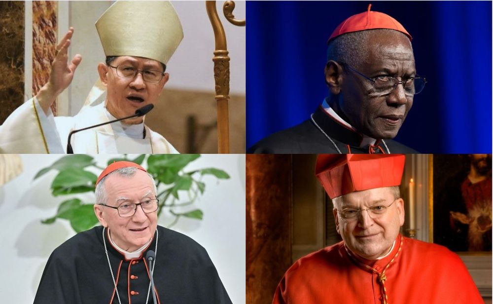 Cónclave: los candidatos a suceder al papa Francisco tras su muerte. De izq. a der. y de arr. a aba.: Luis Antonio Tagle, Robert Sarah, Pietro Parolin y Raymond Burke