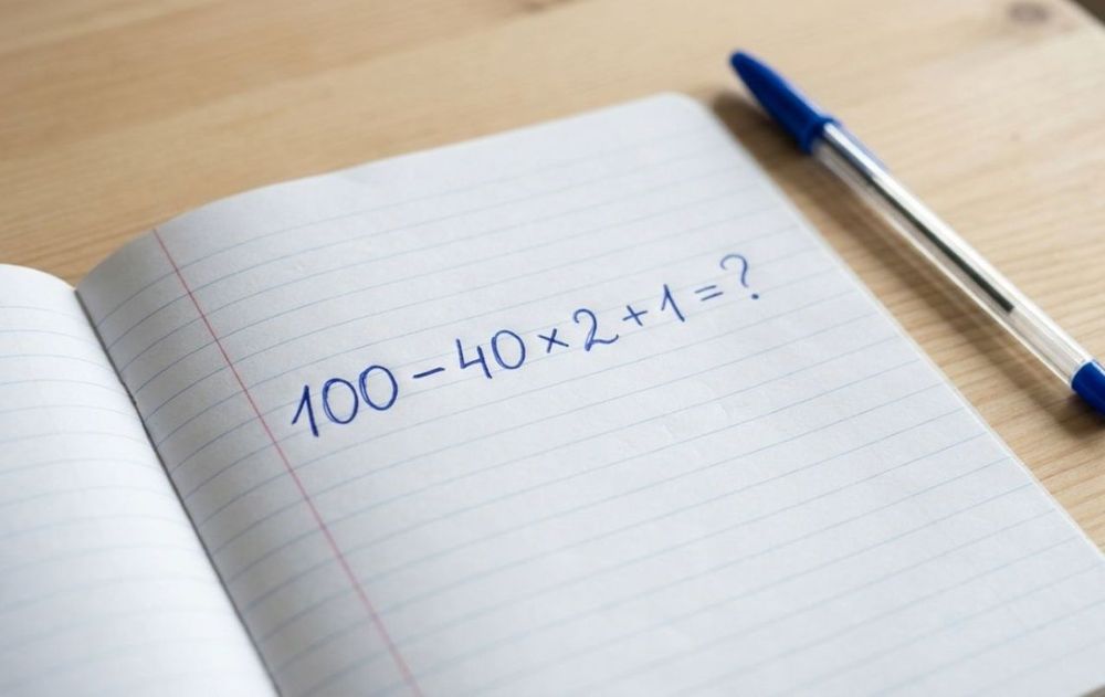 En este desafío, la multiplicación 40 × 2 tiene prioridad sobre las otras operaciones.