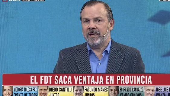 La reacción de Gustavo Sylvestre en C5N ante los resultados de las elecciones PASO. Al principio habló de una ventaja del kirchnerismo en la provincia de Buenos Aires. (Captura de pantalla)