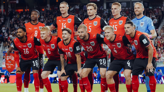 La formación de Austria frente a Jordania en el Mundial 2026.