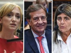 Los senadores nacionales Anabel Fernández Safgasti, Rodolfo Suárez y Mariana Juri. Los Andes
