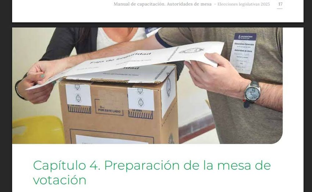 Captura de pantalla tomada el 30 de octubre de 2025 del Manual de capacitación para las autoridades de mesa