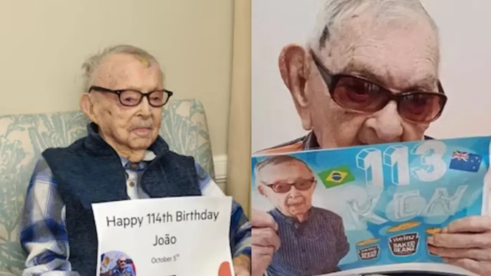 El insólito festejo de João y Ken, los hombres más longevos del mundo.