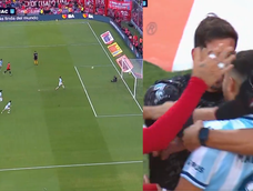 Maravilla Martínez picó un penal para Racing, y Rodrigo Rey reaccionó con burla