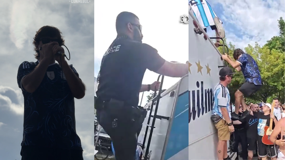 Ciro apareció en el banderazo en Miami y cantó para los hinchas: el detalle con su novia que no pasó desapercibido.