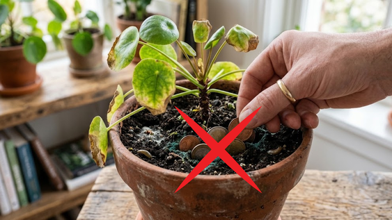 Entierran monedas en las macetas para combatir hongos y plagas: el truco viral que puede dañar las plantas.