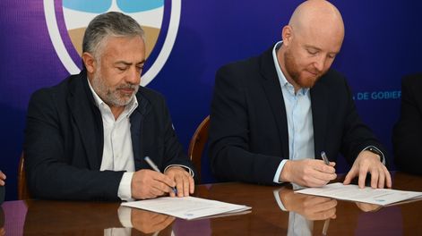 El gobernador, Alfredo Cornejo y el intendente de Luján de Cuyo, Esteban Allasino.