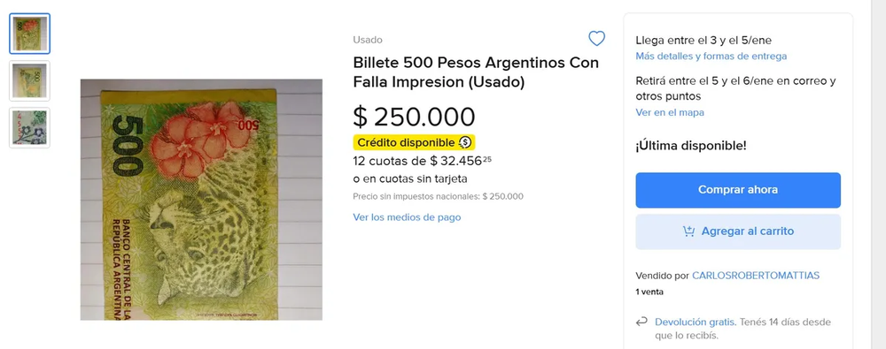 Para los aficionados de la numismática, este billete puede pagarse 250 mil pesos.