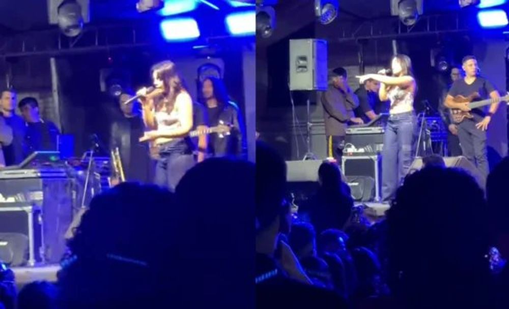 Ángela Leiva estaba interpretando uno de sus éxitos y le golpearon la cabeza con un cubo de hielo que arrojaron desde el público. Foto: X / @RedUnoTv