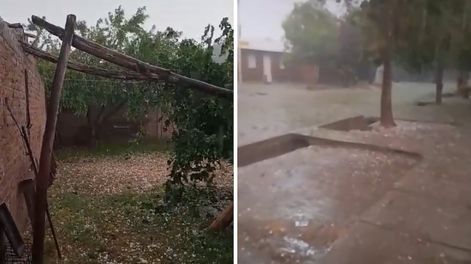Una fuerte tormenta azotó a los distritos de Pareditas y Chilecito durante este lunes. Imagen gentileza El Cuco.