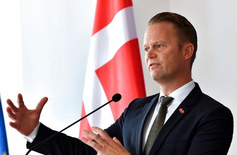 epa09440355 Danish Foreign Minister Jeppe Kofod attends a joint press conference with his North Macedonias counterpart Osmani in Skopje, North Macedonia, 01 September 2021. Kofod is on a one-day visit to North Macedonia as a part of his Western Balkan tour. EPA/GEORGI LICOVSKI