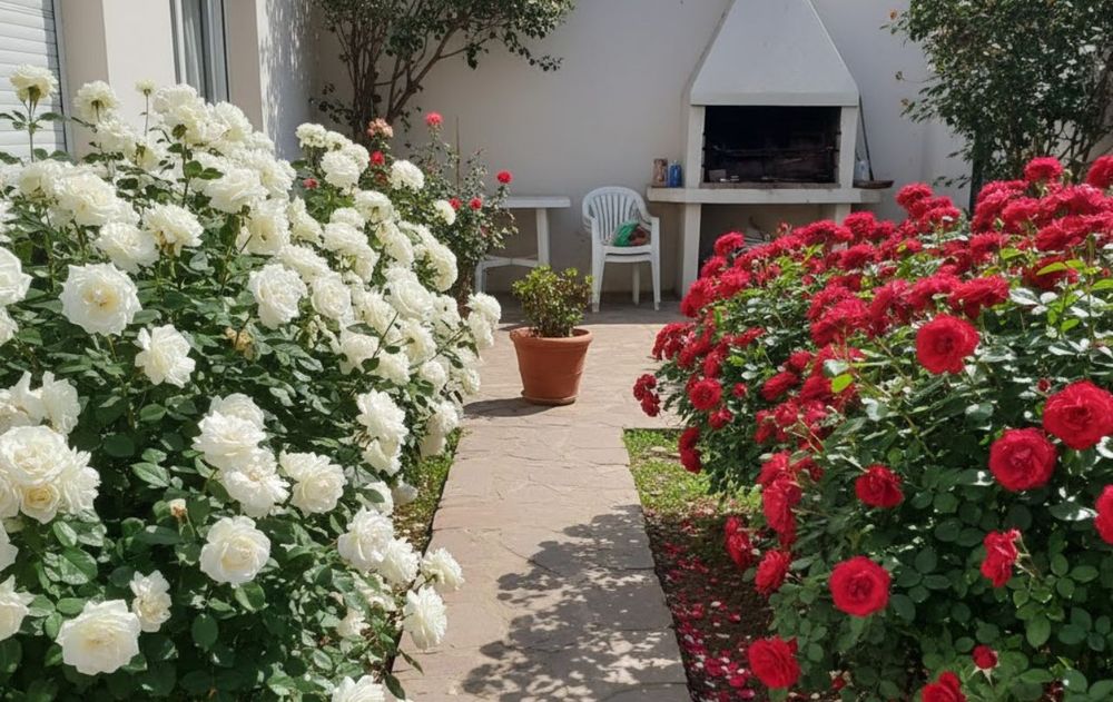 rosas rojas y rosas blancas