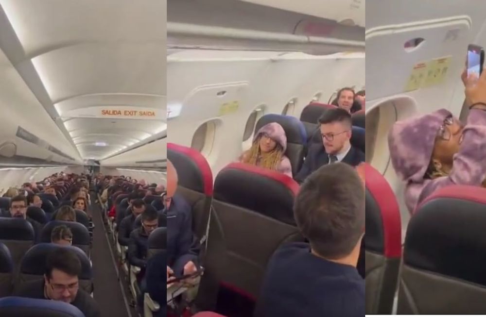 La reacción de los pasajeros al enterarse de que una campeona olímpica estaba a bordo del avión.