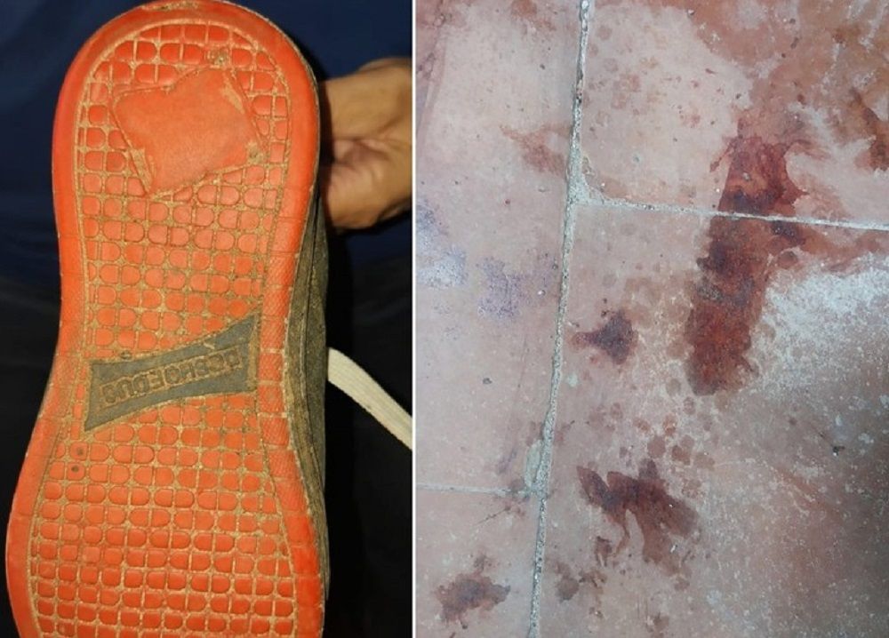 La zapatilla del joven detenido por el crimen de Cecilia Lazcano (16), en Corrientes, y la pisada sobre la mancha de sangre