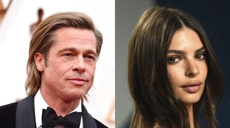 El actor Brad Pitt y la supermodelo Emily Ratajkowski. (AP).