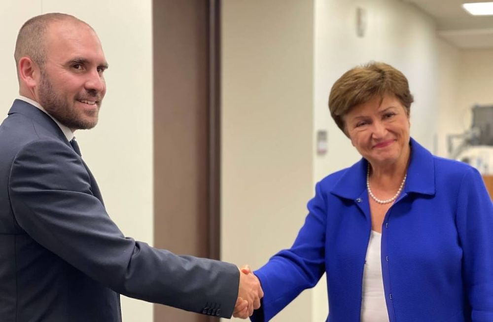 Martín Guzmán, ministro de Economía de Argentina y la economista búlgara Kristalina Georgieva, directora gerente del FMI.