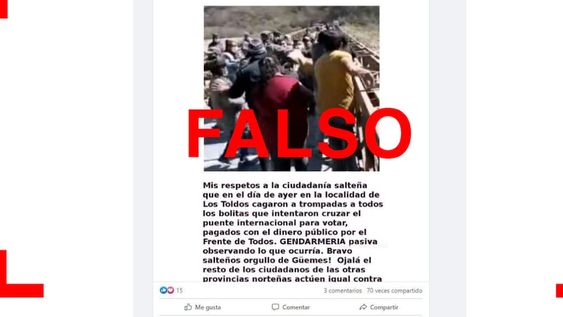 La imagen de personas cruzando la frontera de Bolivia con la Argentina no tiene que ver con las elecciones PASO 2023, circula desde 2021. Foto: Reverso La imagen de personas cruzando la frontera de Bolivia con la Argentina no tiene que ver con las elecciones PASO 2023, circula desde 2021. Foto: Reverso