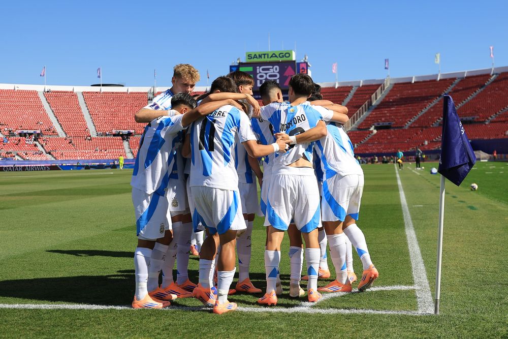 Argentiniens U20-Team gegen Nigeria, um die Weltmeisterschaft in dieser Kategorie