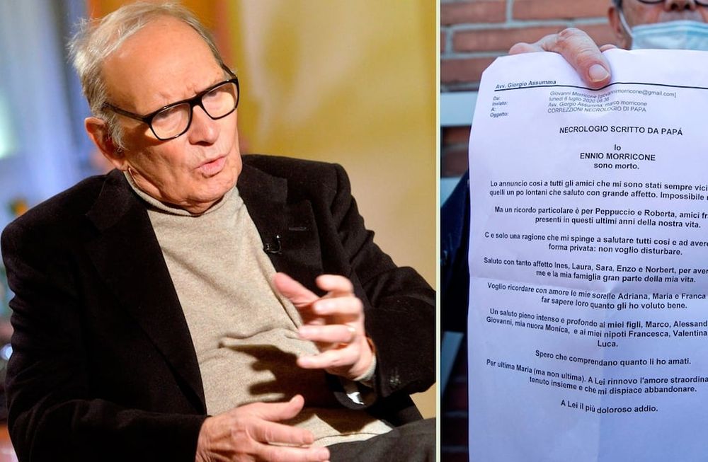 Ennio Morricone dejó una carta de despedida para sus familiares y amigos