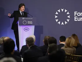 El presidente de Argentina, Javier Milei, este miércoles en Madrid.&nbsp;