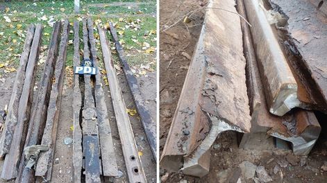 Secuestraron casi 20 toneladas de hierro que habían sido robadas de las vías en Guaymallén. | Foto: Ministerio de Seguridad y Justicia