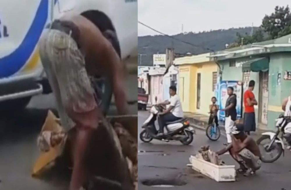 El hombre de 47 años exhibió el cadáver de su madre frente a los vecinos tras enterarse de que no lo había incluido en la herencia. - Captura de video