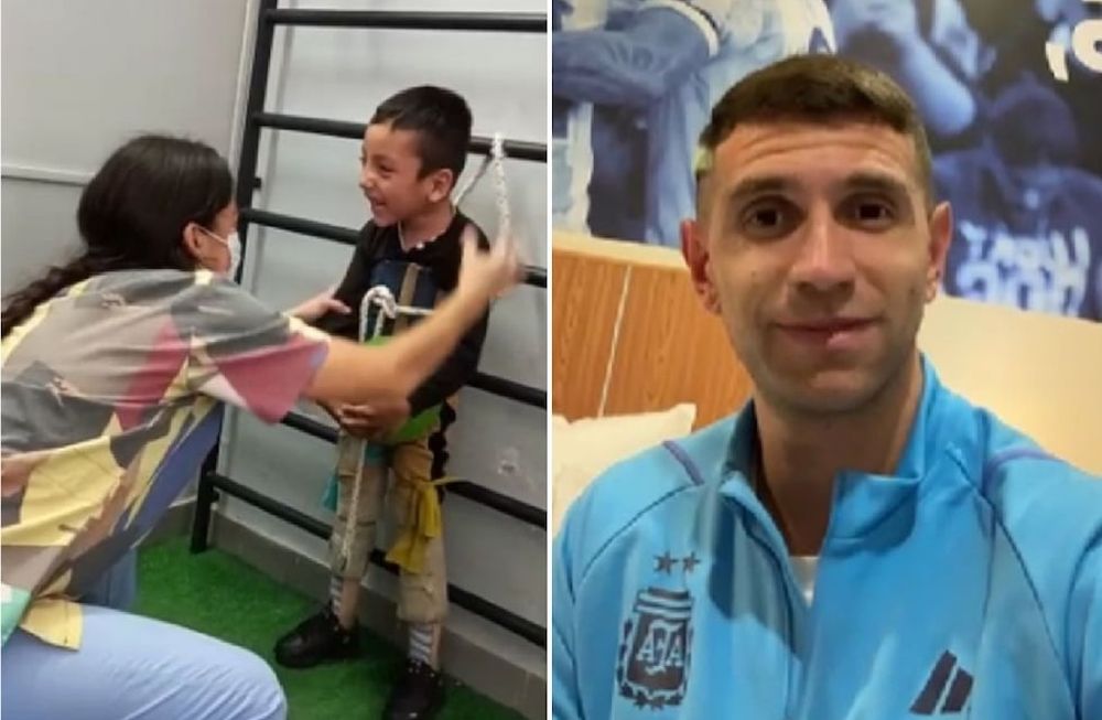 Dibu Martínez le envió un tierno saludo a un nene que sueña con ser arquero (Captura de video)