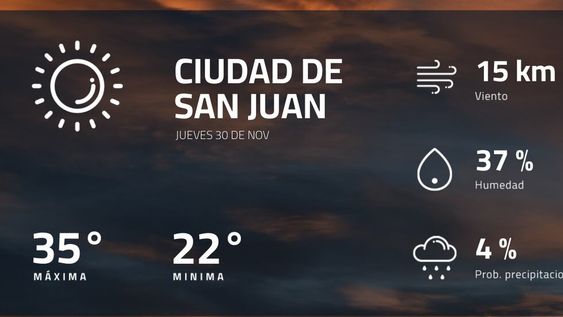 Pronóstico regional: ¿cómo estará el tiempo en Ciudad de San Juan?