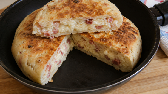 pan casero de queso y salame hecho en sarten: listo en 5 minutos, ideal para acompanar el mate o cafe