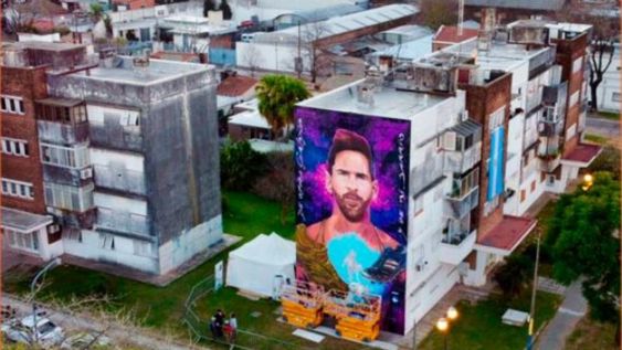 El inmenso mural de Messi en Rosario. / gentileza El inmenso mural de Messi en Rosario. / gentileza