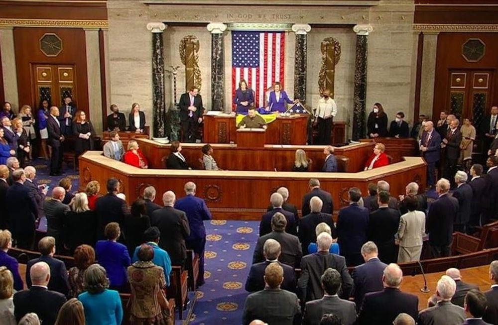 Volodimir Zelenski, presidente de Ucrania, en un discurso ante congresistas estadounidenses durante su breve visita a Washington.