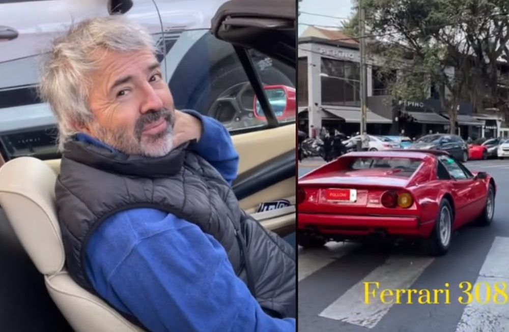 Se encontró con un Ferrari 308 GTS en una avenida de la provincia bonaerense. El deportivo es una edición de un modelo vintage de 1975. Foto: Captura video