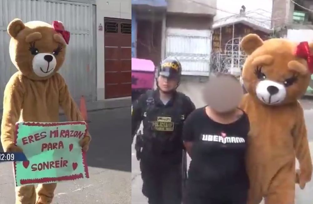 Luego de que las mujeres abren la puerta al escuchar que tienen una sorpresa por el día de San Valentín esperándolas del otro lado, el grupo denominado TERNA, que se encarga de realizar este tipo de trabajos encubiertos, entró en acción. Foto: Captura video