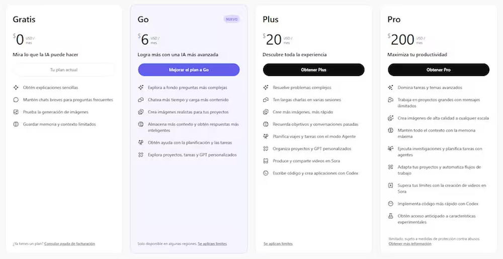 OpenAI suma ChatGPT Go a su lista de servicios.