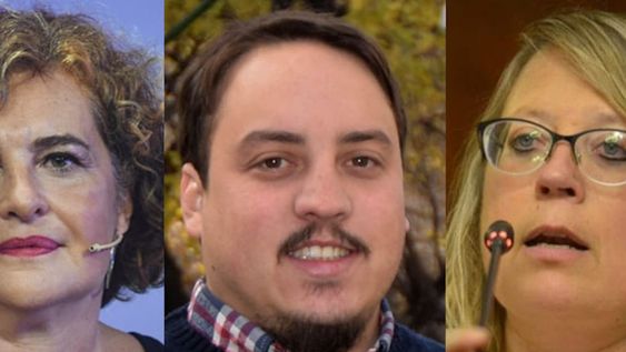 Candidatos: Martín Kerchner (Cambia Mendoza), Gabriela Figueroa (Vamos Mendocinos), Helio Perviu (Frente de Todos), Andrea Blandini (Partido Verde).