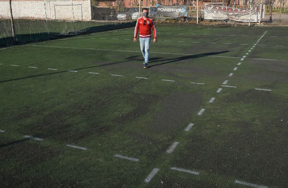 Una de las canchitas de Mendoza, con la demarcación para el Metegol Humano que nunca se llevó a cabo durante la pandemia. / José Gutiérrez