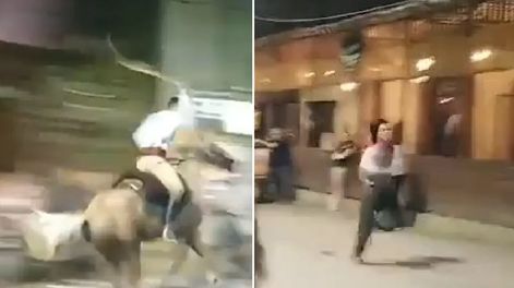 Gauchos sanjuaninos se agarraron a rebencazos en la Cabalgata a la Difunta Correa (Captura de video)