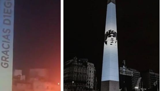 El Obeslico, símbolo de la Ciudad de Buenos Aires, se iluminó y recordó a Maradona. / Gentileza.