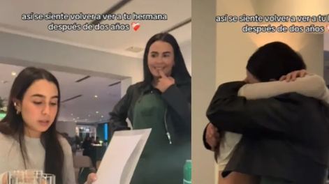 Los Andes | Se hizo pasar por moza y sorprendió a su hermana después de dos años sin verse.