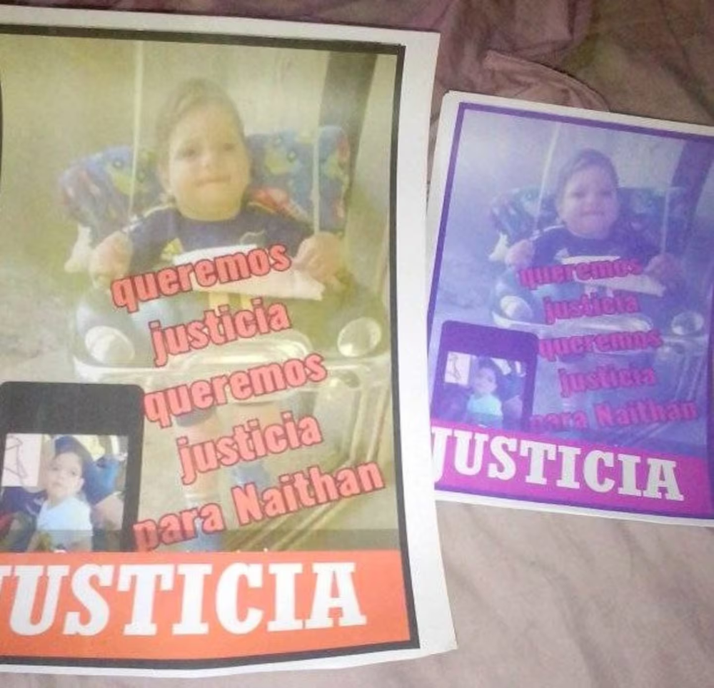 El pedido de justicia por la muerte de Naithan. Foto: Facebook